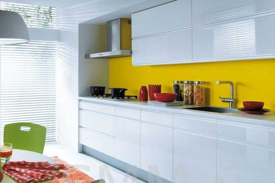 Yellow Small Kitchen Paint Ideas with White Cabinets