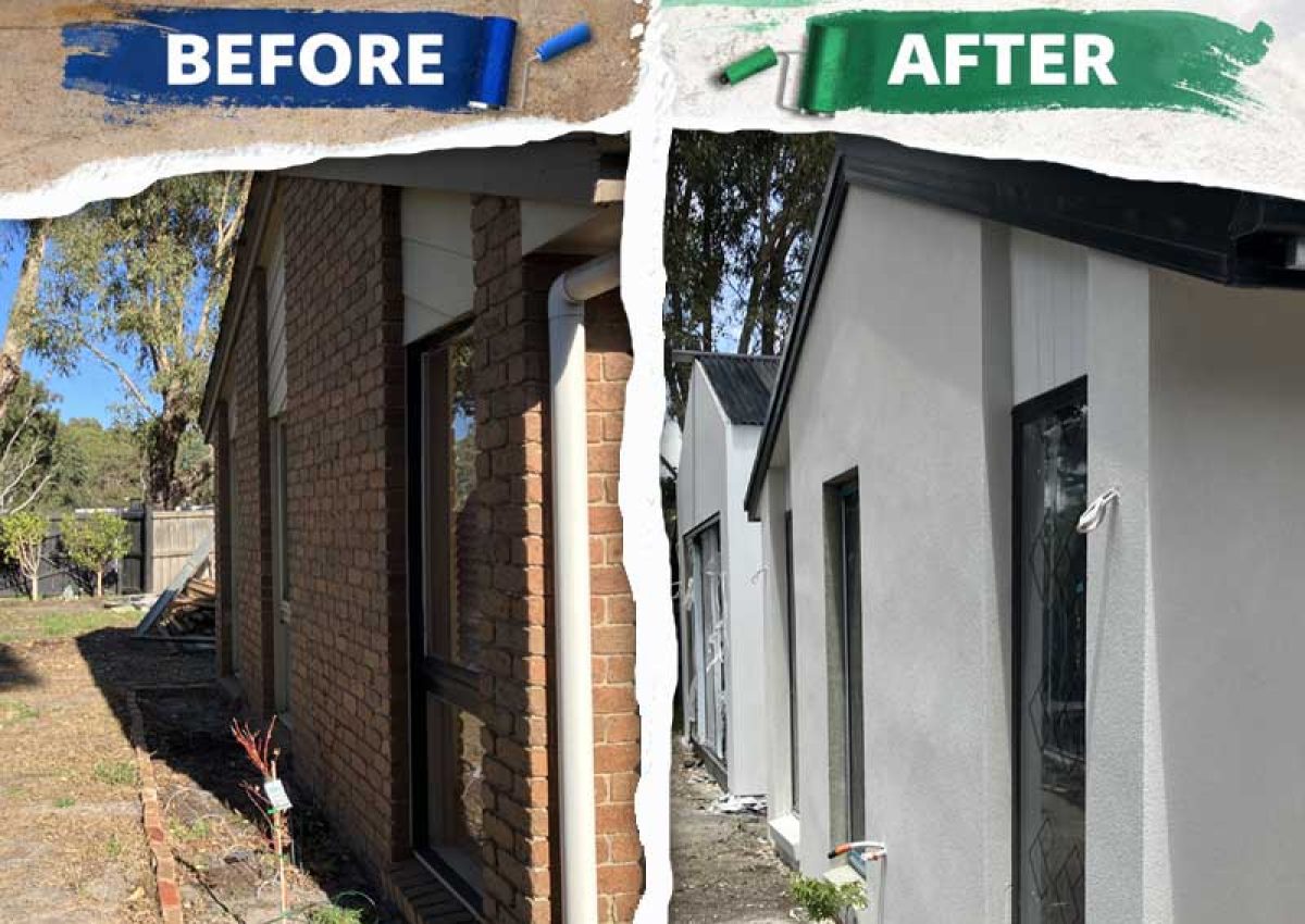 rendering a house before and after